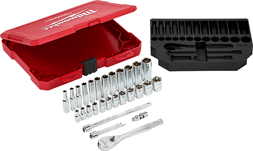 Milwaukee 1/4" Drive 28 pc. Ratchet & Socket Set - Metric