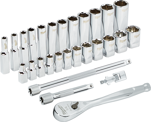 Milwaukee 47 pc 1/2" Drive Metric & SAE Ratchet & Socket Set w/ FOUR FLAT SIDES