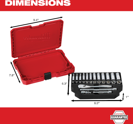 Milwaukee 47 pc 1/2" Drive Metric & SAE Ratchet & Socket Set w/ FOUR FLAT SIDES