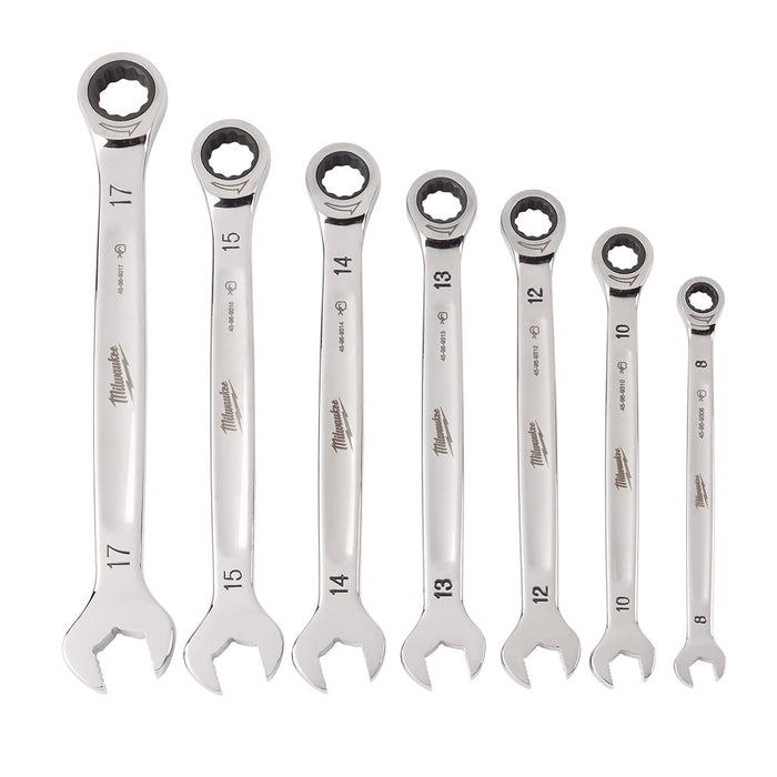 Milwaukee 7 pc. Ratcheting Combination Wrench Set - Metric
