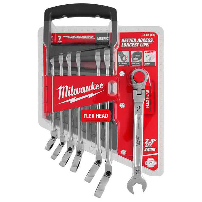 Milwaukee 7 pc. Metric Flex Head Ratcheting Combination Wrench