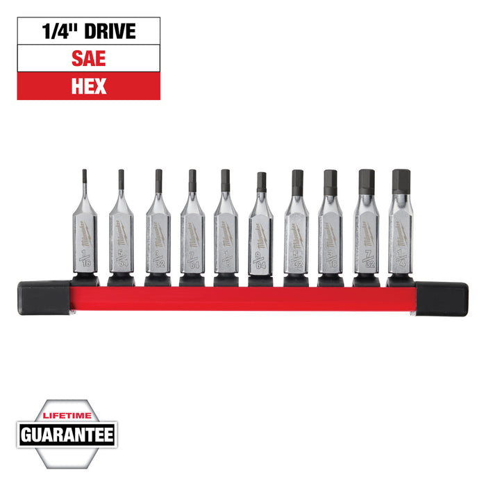 Milwaukee 10 pc. 1/4" Drive Hex Bit Socket Set - SAE