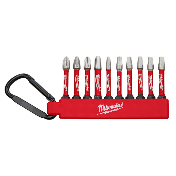 Milwaukee 10 pc. Carabiner Shockwave Bit Set - Phillips/Square