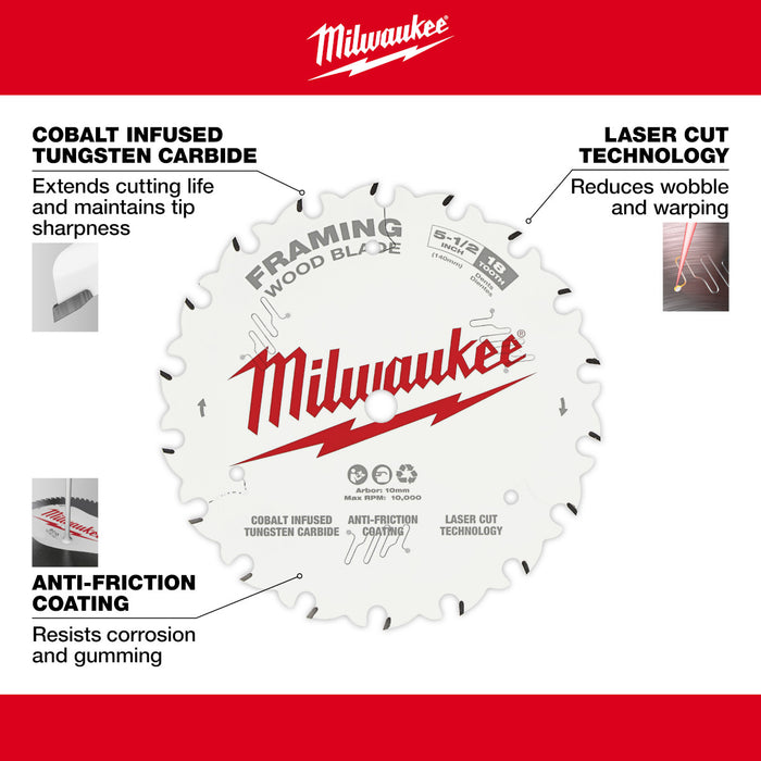 Milwaukee 5-1/2" x 18T Framing Circular Saw Blade