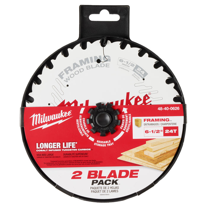 Milwaukee 2PK 6-1/2" x 24T Framing Circular Saw Blade