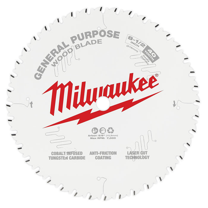 Milwaukee 8-1/2" x 40T General Purpose Circular Saw Blade
