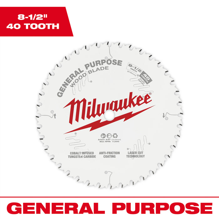 Milwaukee 8-1/2" x 40T General Purpose Circular Saw Blade
