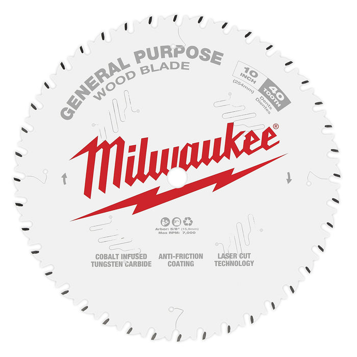 Milwaukee 10" x 40T General Purpose Circular Saw Blade
