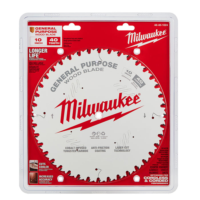 Milwaukee 10" x 40T General Purpose Circular Saw Blade