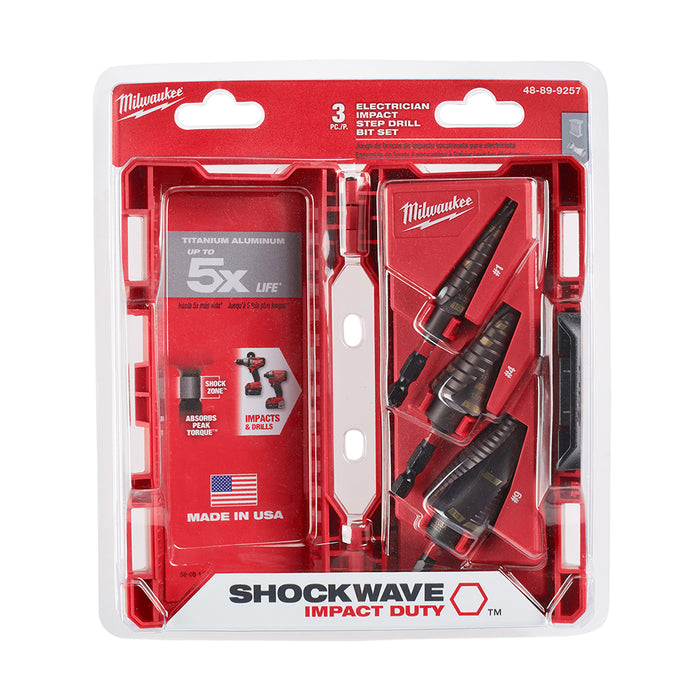 Milwaukee SHOCKWAVE Impact Duty Step Bit Electrician Set (#1, #4, #9)