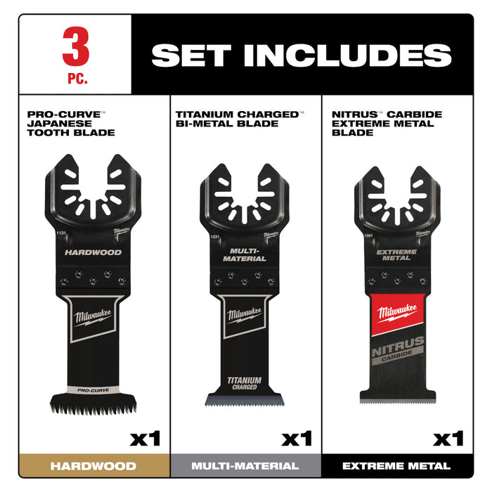 Milwaukee OPEN-LOK 3 pc. Oscillating Multi-Tool Blade Set