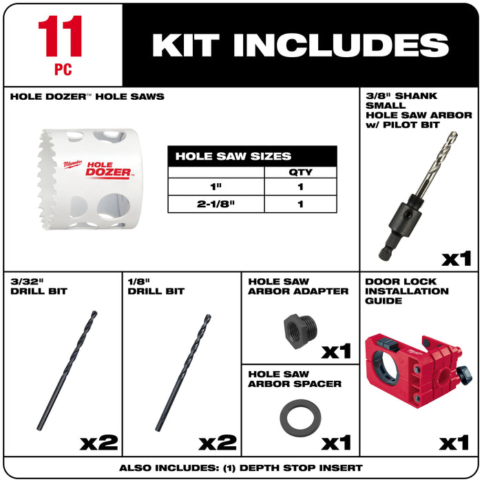 Milwaukee HOLE DOZER Door Lock Installation Hole Saw Kit