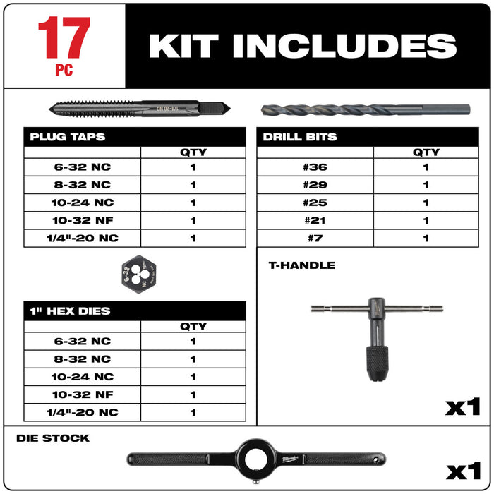 Milwaukee 17 pc. SAE Tap and Die Set