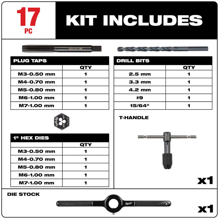 Milwaukee 17 pc. Metric Tap and Die Set