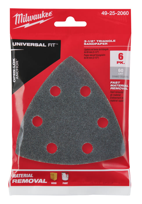 Milwaukee OPEN-LOK™ 6PK Triangle Sandpaper - 3-1/2"