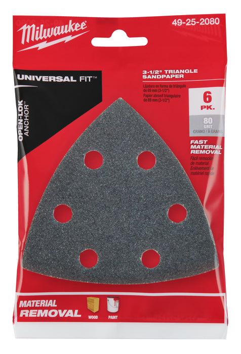 Milwaukee OPEN-LOK™ 6PK Triangle Sandpaper - 3-1/2"