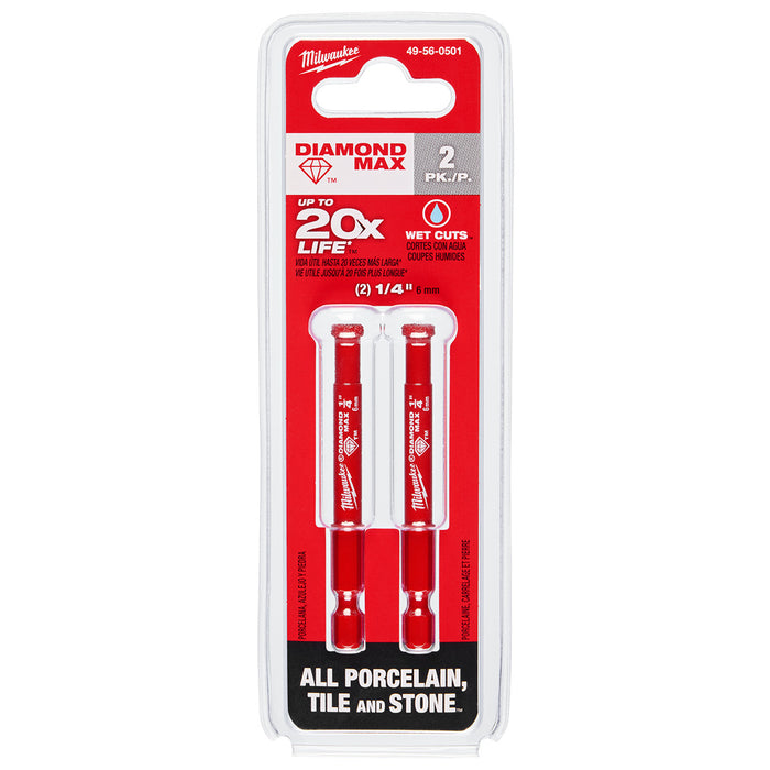 Milwaukee 2PK Diamond Max Hole Saw - 1/4"
