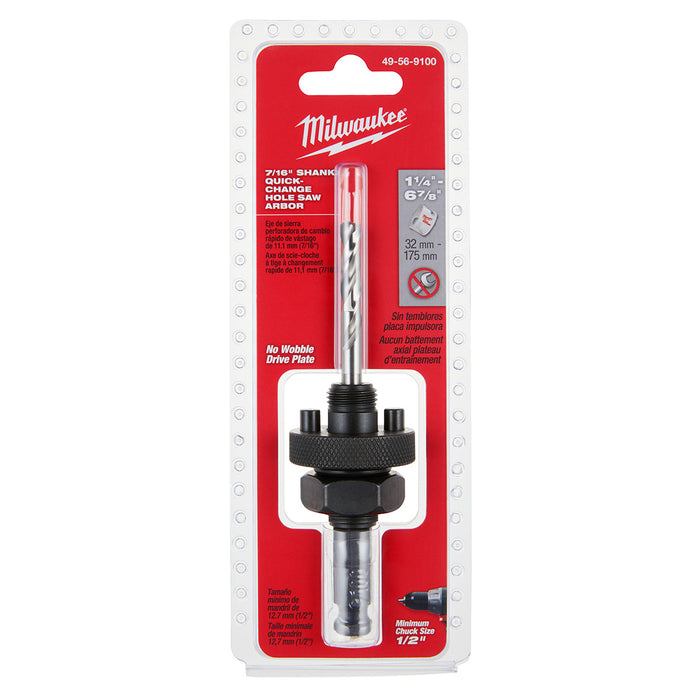 Milwaukee Large Thread No-Wobble Arbor 7/16" Shank
