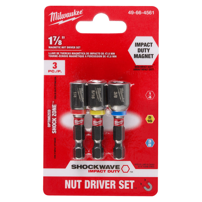 Milwaukee 3 pc. SHOCKWAVE Impact Duty 1-7/8" Magnetic Nut Driver Set