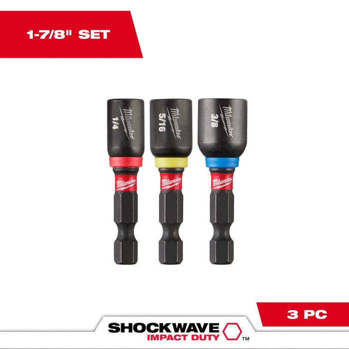 Milwaukee 3 pc. SHOCKWAVE Impact Duty 1-7/8" Magnetic Nut Driver Set