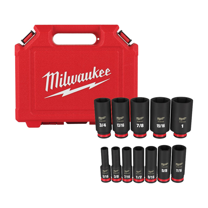 Milwaukee 12 pc. SHOCKWAVE Impact Duty 3/8" Drive SAE Deep 6 Point Socket Set