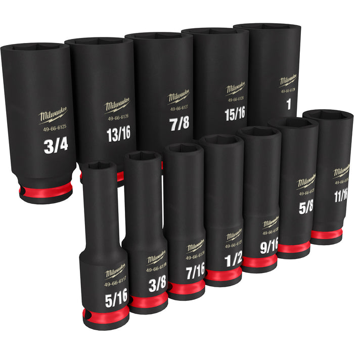 Milwaukee 12 pc. SHOCKWAVE Impact Duty 3/8" Drive SAE Deep 6 Point Socket Set