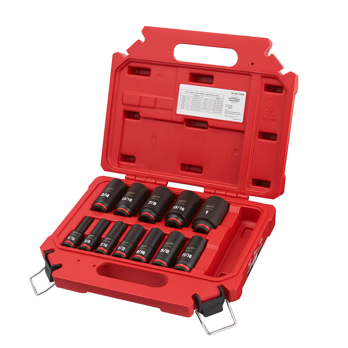 Milwaukee 12 pc. SHOCKWAVE Impact Duty 3/8" Drive SAE Deep 6 Point Socket Set