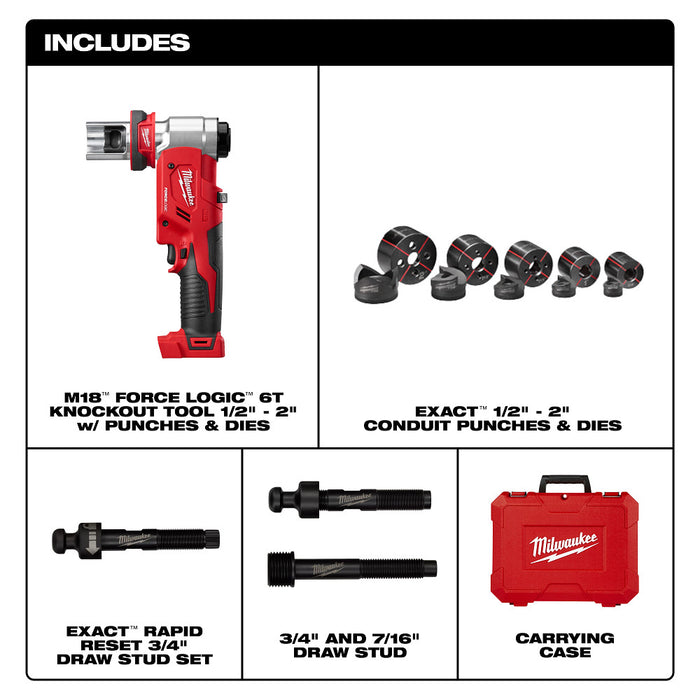 Milwaukee M18 FORCE LOGIC 6T Knockout Tool 1/2" - 2"