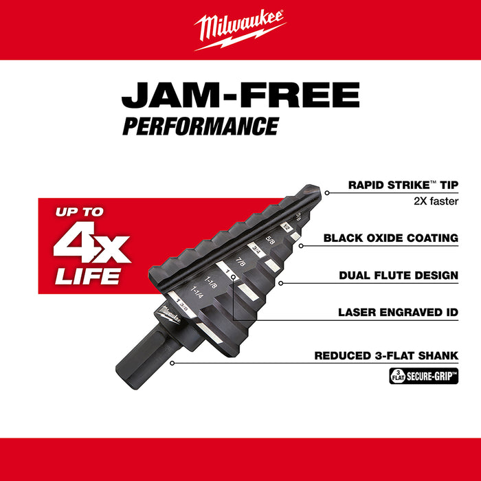 Milwaukee #5 Step Drill Bit, 1/4" - 1-3/8" x 1/8"