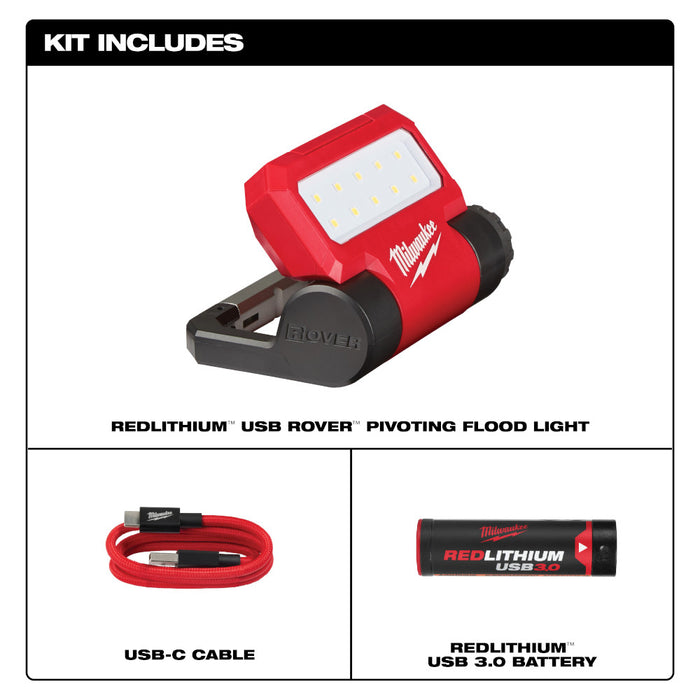 Milwaukee REDLITHIUM USB ROVER Pivoting Flood Light
