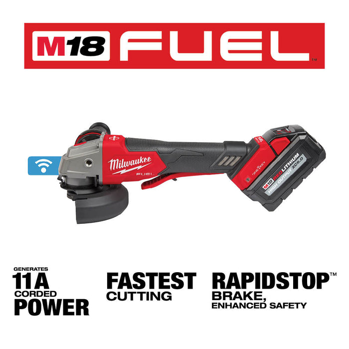 Milwaukee M18 FUEL  5" Braking Grinder w/ ONE-KEY Paddle Switch, No Lock