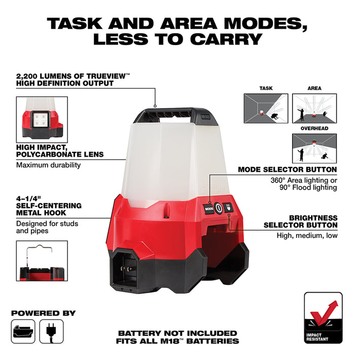 Milwaukee M18 Cordless RADIUS Compact Site Light with Flood Mode  - Tool Only