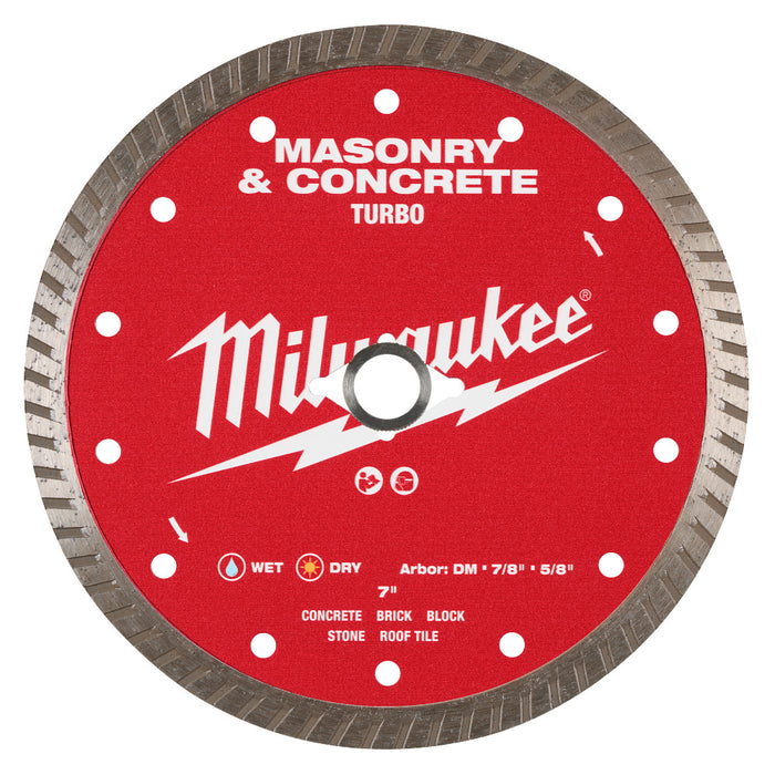 Milwaukee Turbo Masonry & Concrete Diamond Blade - 7"