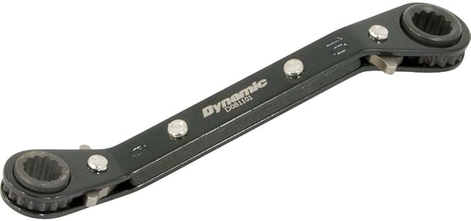 Dynamic 15mm x 17mm, 25° Offset Double Box End Ratcheting Wrench