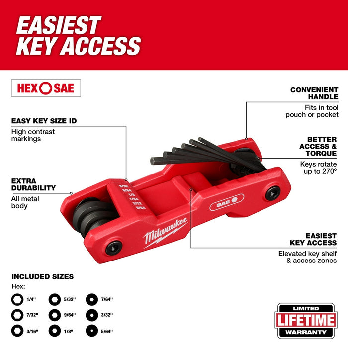 Milwaukee 9PC Standard Folding Hex Key Set