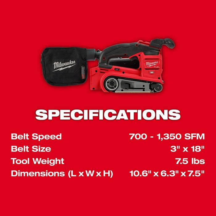 Milwaukee M18 FUEL Cordless Belt Sander - Tool Only