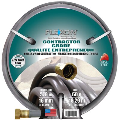 Contractor's Grey 5/8" Water Hose w/ Crush-Proof Fittings