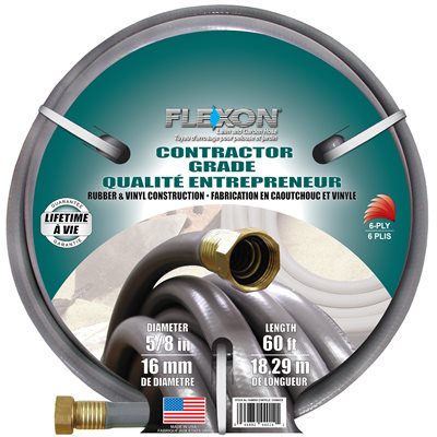 Contractor's Grey 5/8" Water Hose w/ Crush-Proof Fittings