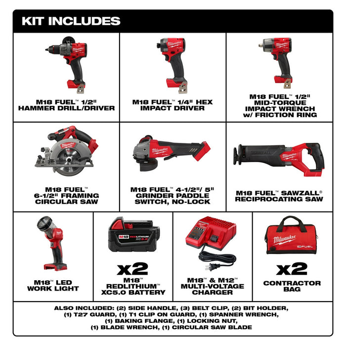 Milwaukee 3697-27 M18 FUEL 7-Tool Combo Kit