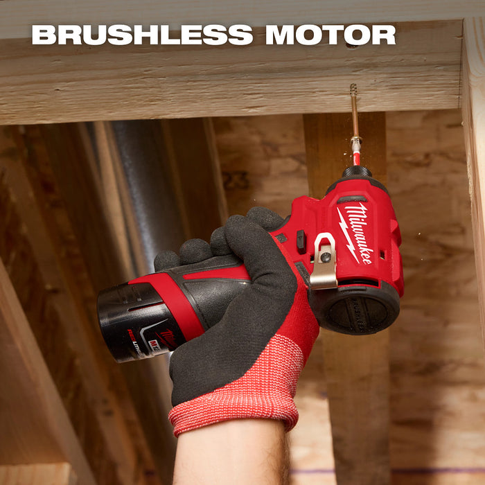 Milwaukee M12 Subcompact Brushless 1/4" Hex Impact Driver Kit