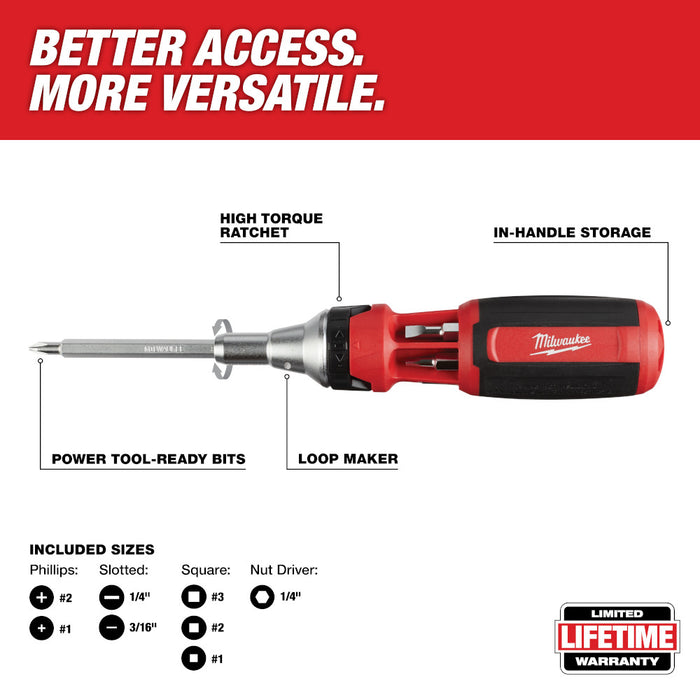 Milwaukee 9-in-1 Square Drive Ratcheting Multi-Bit Driver