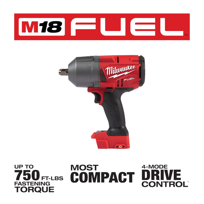 Milwaukee M18 FUEL Cordless 1/2" High Torque Impact Wrench with Pin Detent  - Tool Only