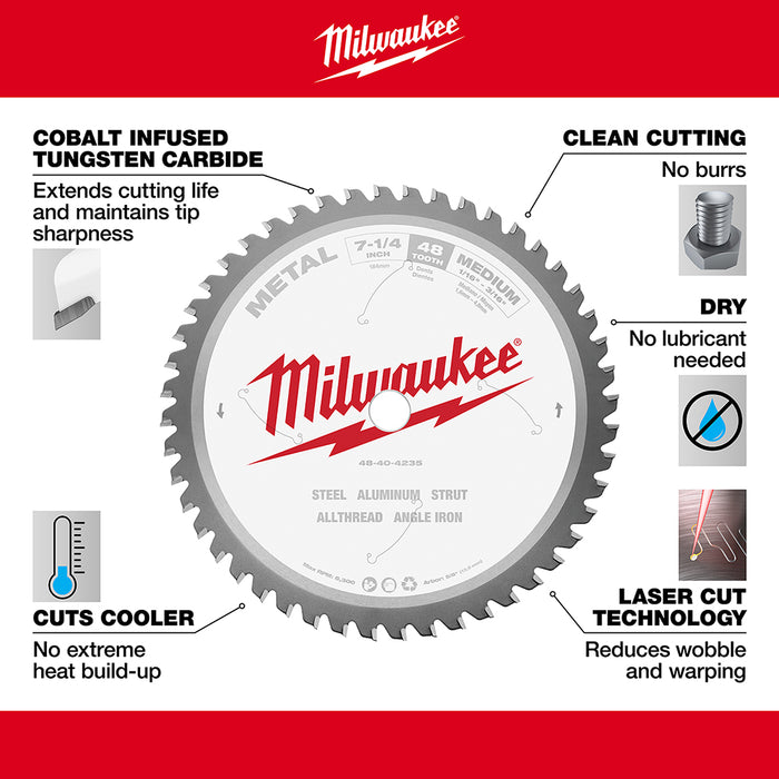 Milwaukee 48T Metal Cutting Circular Saw Blade