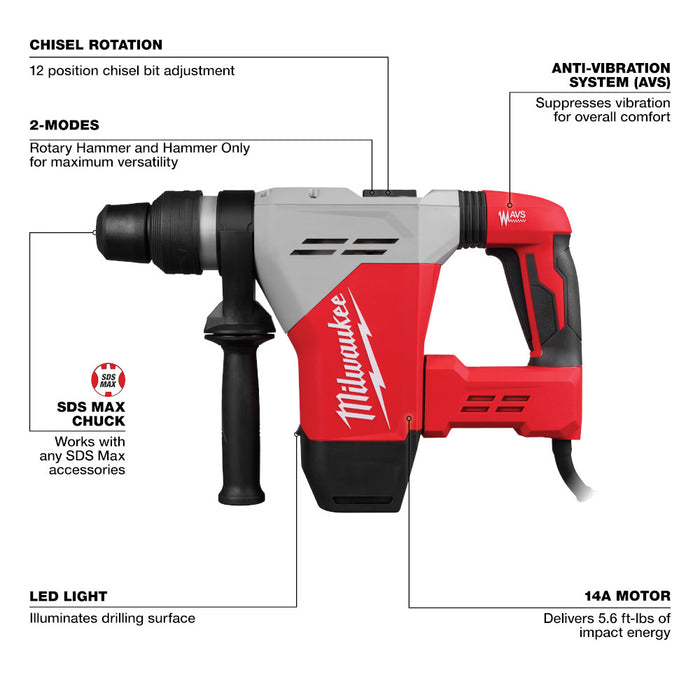 Milwaukee Corded 1-9/16" SDS Max Rotary Hammer