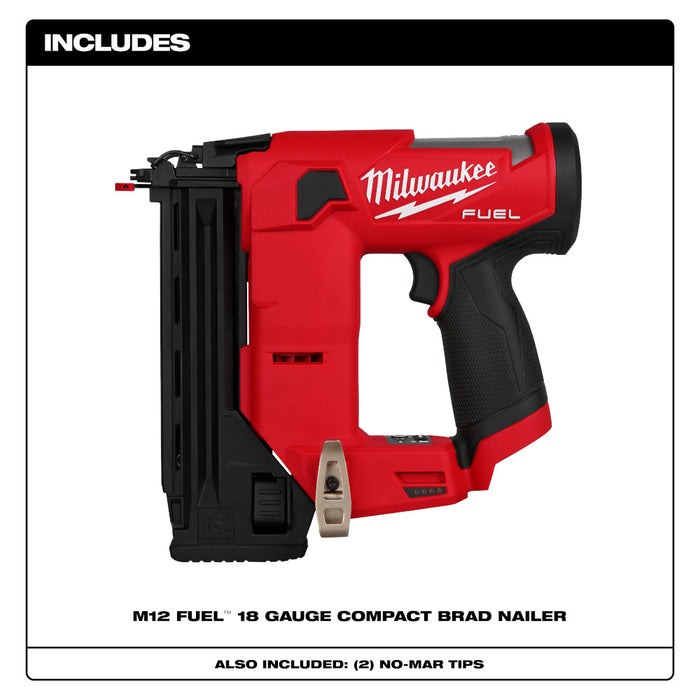 Milwaukee M12 FUEL™ 18 Gauge Compact Brad Nailer - Tool Only