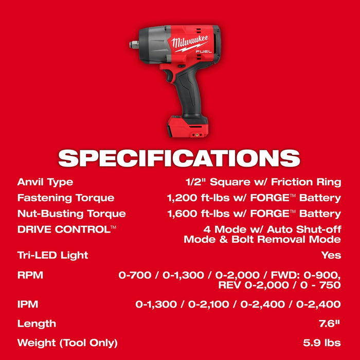 Milwaukee M18 FUEL 1/2" High Torque Impact Wrench w/ Friction Ring - Tool Only