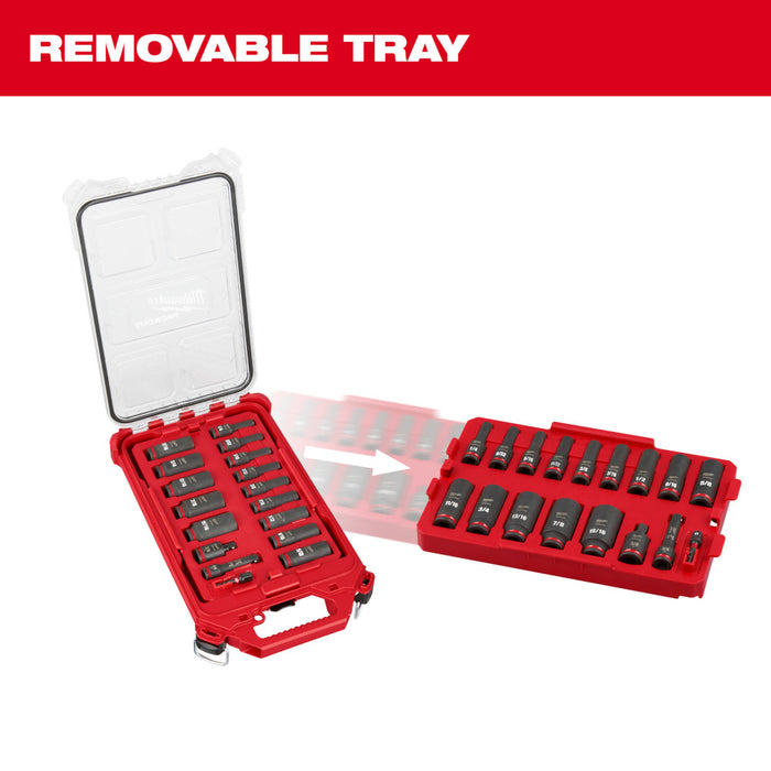 Milwaukee 17 pc. SHOCKWAVE Impact Duty 3/8" Drive SAE Socket PACKOUT Set