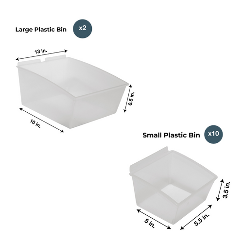 Crownwall 12 Piece Plastic Bin Kit Slatwall Accessory