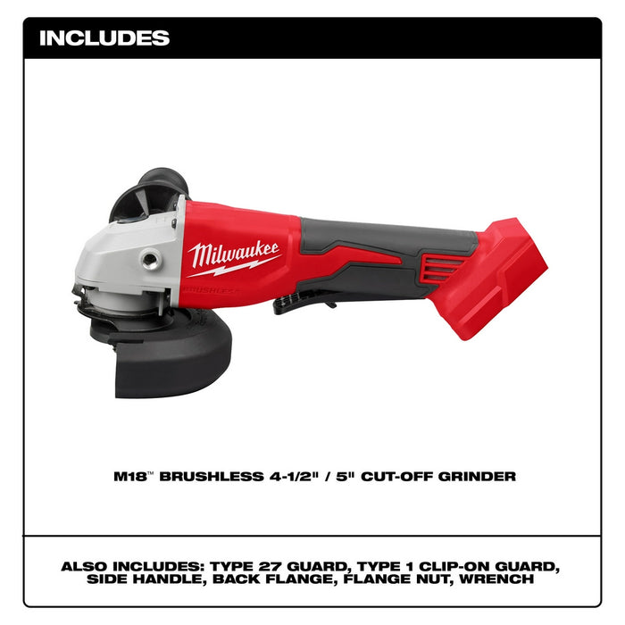 Milwaukee M18™ Brushless 4.5" / 5" Paddle Switch Cut-Off Grinder - Tool Only