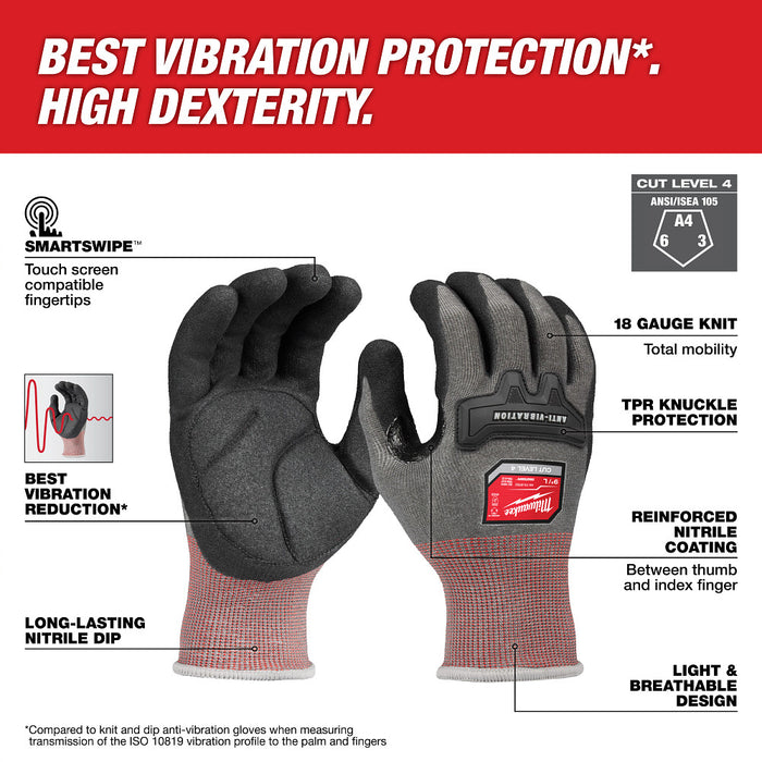 Milwaukee Anti-Vibration A4 Nitrile Dipped Gloves